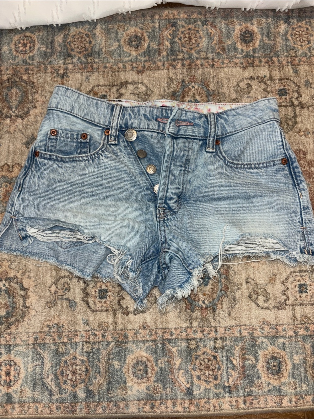 Aeropostale Light Blue Distressed Denim Cutoff Shorts